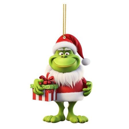 12pcs Christmas Tree Grinch Baby Acrylic Pendant  Funny Green Accessories Christmas Pendants Hanging