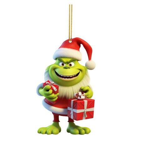 12pcs Christmas Tree Grinch Baby Acrylic Pendant  Funny Green Accessories Christmas Pendants Hanging