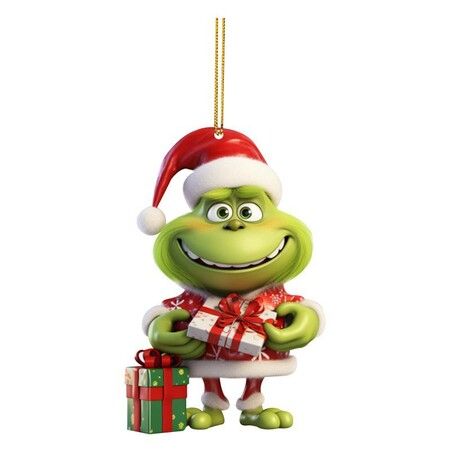 12pcs Christmas Tree Grinch Baby Acrylic Pendant  Funny Green Accessories Christmas Pendants Hanging