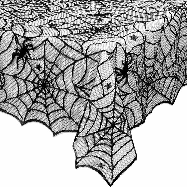 Halloween Tablecloth, Black Spider Web Tablecloth, Lace Fabric Tablecloth, Spooky Tablecloth 140*220Cm