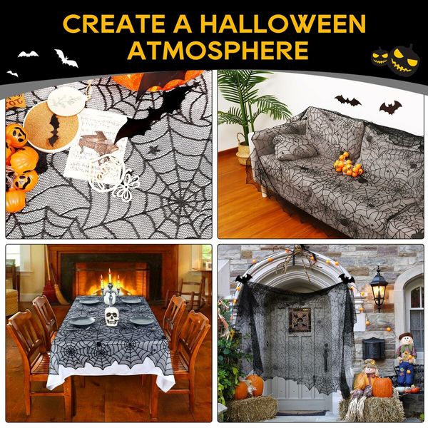 Halloween Tablecloth, Black Spider Web Tablecloth, Lace Fabric Tablecloth, Spooky Tablecloth 140*220Cm