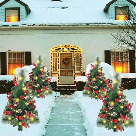 Christmas Trees Light LED Battery Operated Outdoor Xmas Decor for Entrance Driveway, Yard, Garden