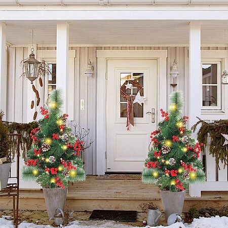 Christmas Trees Light LED Battery Operated Outdoor Xmas Decor for Entrance Driveway, Yard, Garden