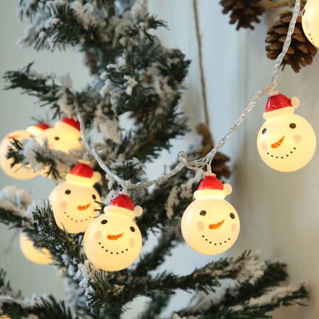 Christmas Decorative Lights Snowman String Lights Battery Operated Copper Wire Light for Christmas Tree Xmas Party Garden Patio