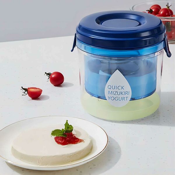 Greek Yogurt Strainer with Lid, Yogurt Filter with Ultra Fine Mesh, 15 x 14 x 15 cm, Blue