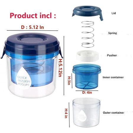 Greek Yogurt Strainer with Lid, Yogurt Filter with Ultra Fine Mesh, 15 x 14 x 15 cm, Blue