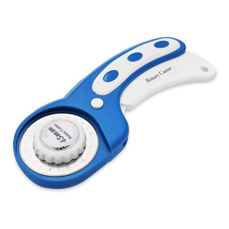 45mm Rotary Cutter with 5pcs Extra Blades, Ergonomic Handle Rolling Cutter with Safety Lock for Fabric, Blue