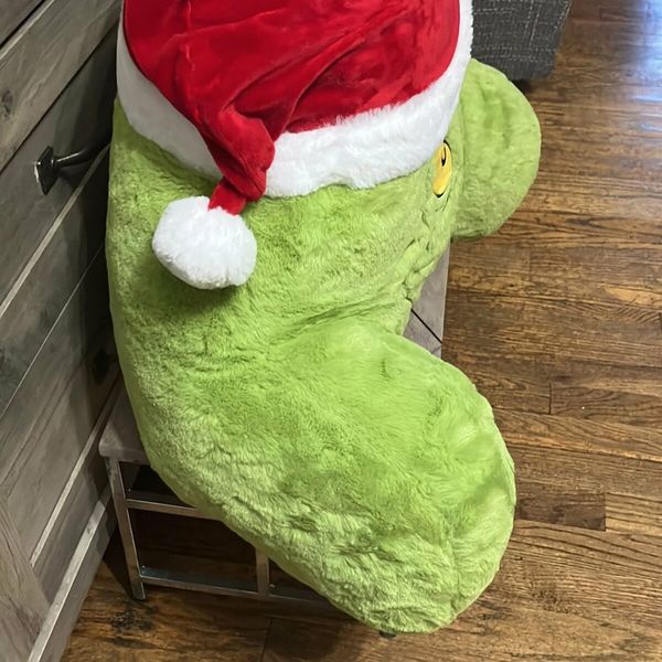 Christmas Grinch Cuddle Cushion Reading Pillow for Kids,Lumbar Support Headboard Backrest Pillow with Arms Christmas Decorations Grinch