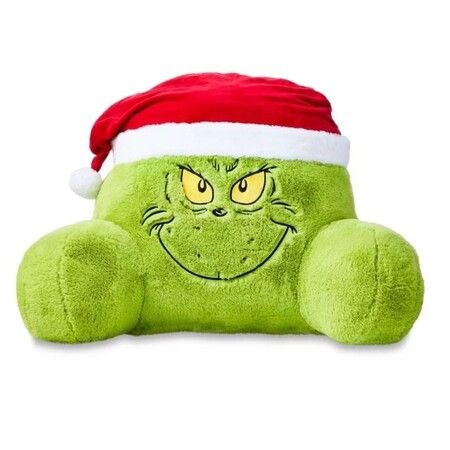 Christmas Grinch Cuddle Cushion Reading Pillow for Kids,Lumbar Support Headboard Backrest Pillow with Arms Christmas Decorations Grinch