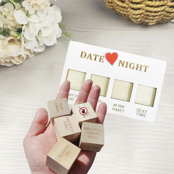 Date Night Dice, Wooden Couples Decision Dice for Him and Her, Date Night Ideas for Girlfriend or Boyfriend