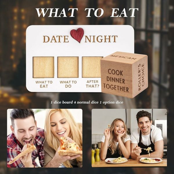 Date Night Dice, Wooden Couples Decision Dice for Him and Her, Date Night Ideas for Girlfriend or Boyfriend