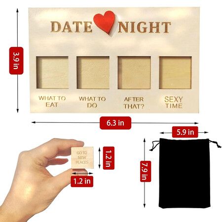 Date Night Dice, Wooden Couples Decision Dice for Him and Her, Date Night Ideas for Girlfriend or Boyfriend