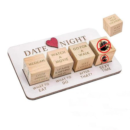 Date Night Dice, Wooden Couples Decision Dice for Him and Her, Date Night Ideas for Girlfriend or Boyfriend