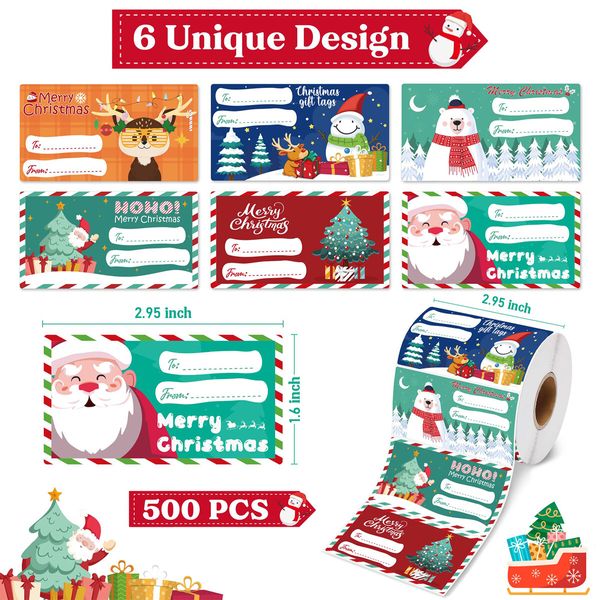 500 PCS Christmas Gift Tags,Gift Tags for Christmas Presents,Christmas Gifts,Christmas Wrapping Paper,Christmas Decorations (7.5cm x 4cm)