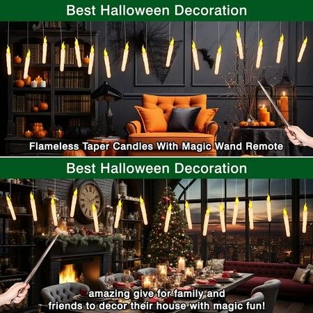 12pcs Remote Control Floating LED Candles Warm Flickering Light Halloween Christmas Party Decor