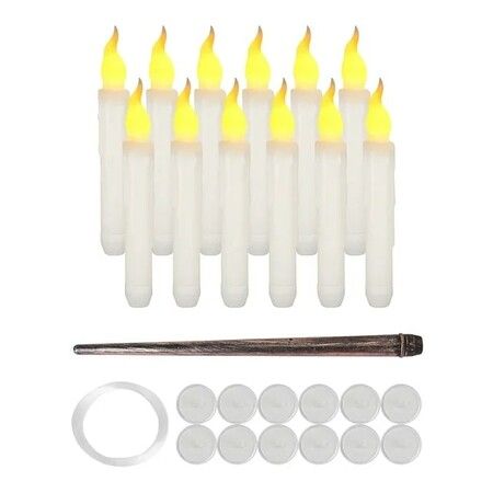 12pcs Remote Control Floating LED Candles Warm Flickering Light Halloween Christmas Party Decor