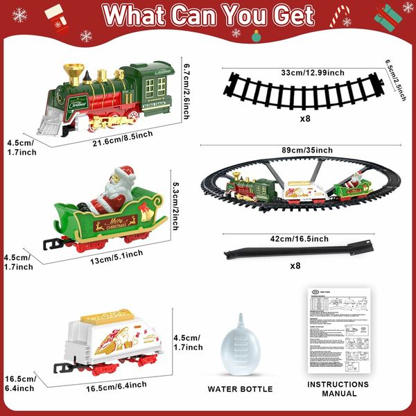 Christmas Train Set,Hanging Train Toys with Smoke Light Sound,Train Set Around Under The Christmas Tree with Steam,Carriages Tracks for Age3+ Years Old Kids Decoration Gift