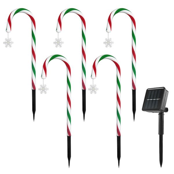 Candy Cane Lights,12 Pack Green Red White Solar Pathway Lights for Christmas Outsides Walkway Porch Lawn Garden Yard Decoration