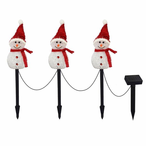 Set of 3 Snowman Solar Christmas Decorations, Garden Lights, Outdoor Christmas Lights Decor for Yard, Patio, Pathway