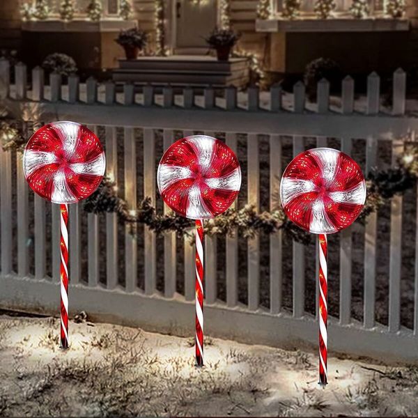 Christmas Outdoor Decorations, Candy Cane Solar Pathway Lights with 8 Modes, Outside Christmas Decoration for Walkway, Yard, Pathway