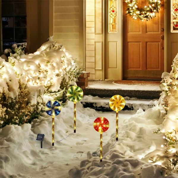 Christmas Solar Candy Cane Lights, Solar Sidewalk Lights Christmas for Outdoor Indoor Xmas Party Garden (Multicolor)