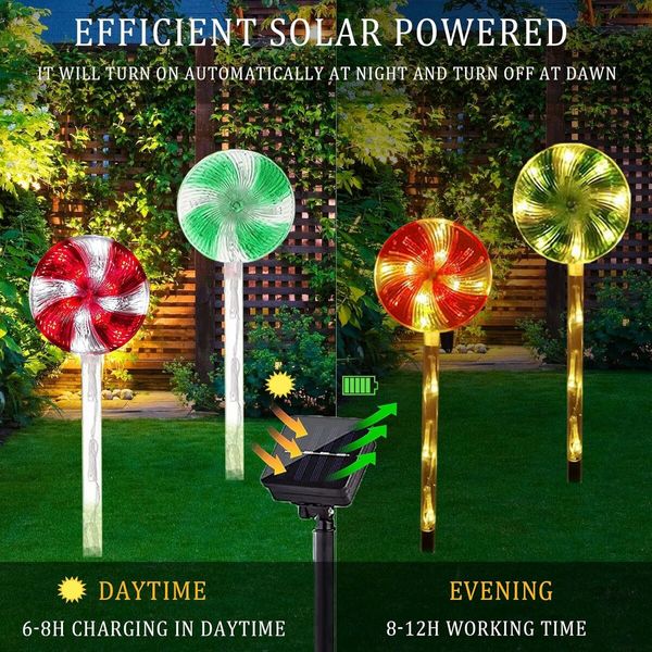 Christmas Solar Candy Cane Lights, Solar Sidewalk Lights Christmas for Outdoor Indoor Xmas Party Garden (Multicolor)