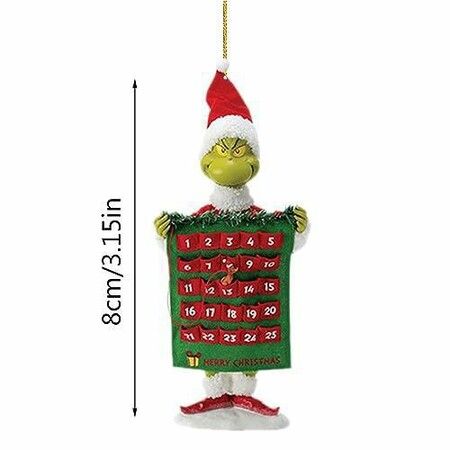 16pcs Christmas Tree Grinch Acrylic Pendant  Funny Green Accessories Christmas Pendants Hanging