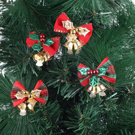 4pcs Christmas Tree Ribbon  Pendant  Funny  Accessories Christmas Pendants Hanging