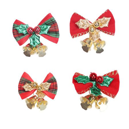 4pcs Christmas Tree Ribbon  Pendant  Funny  Accessories Christmas Pendants Hanging