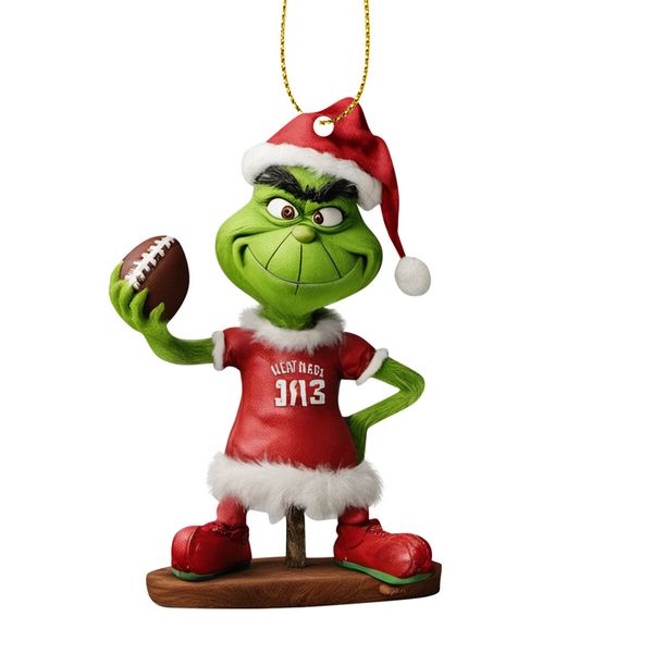 12pcs 8cm Christmas Tree Sports Muscle Grinch Pendant  Funny  Accessories Christmas Pendants Hanging