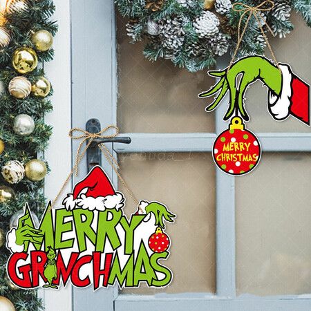 30 x 28cm Christmas Door Hanger Large Thief Hand Ornament for Tree, Home, Indoor & Outdoor Holiday Party