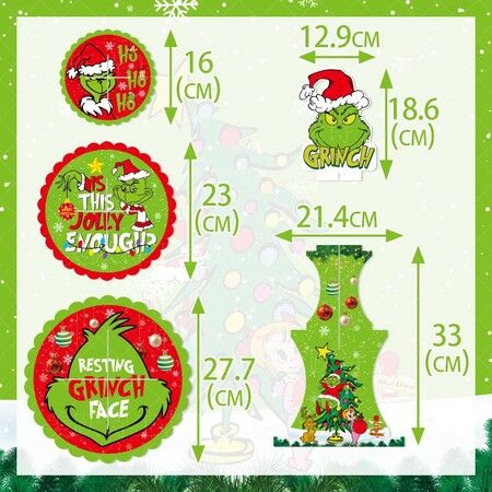 Grinch 3 Tier Christmas Cupcake Stand Sturdy Cardboard Food Display for Party Supplies Cupcakes Candies and Cookies