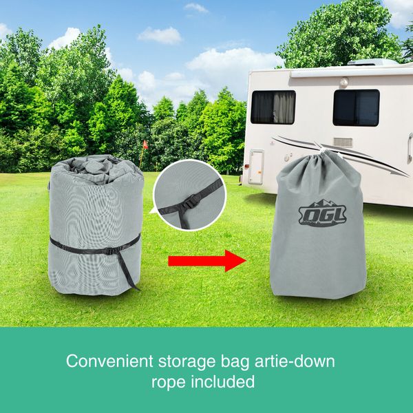 14 to 16ft Caravan Cover Travel Campervan Trailer Accessories 4 Layer Water UV Proof Heavy Duty Polypropylene Protector with Storage Bag Hitch Cover