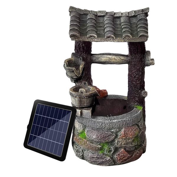 Solar Water Feature Fountain Pump with Panel Battery Led Lights Cascading Landscape Bird Bath Pool Fish Pond Indoor Outdoor Garden Yard Decoration