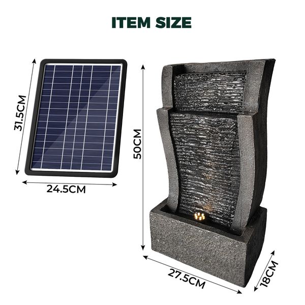 Solar Powered Water Feature Indoor Waterfall Fountain Pump Panel Led Light Kit Outdoor Landscape Garden Decoration Bird Bath Fish Pond Pool Cascading