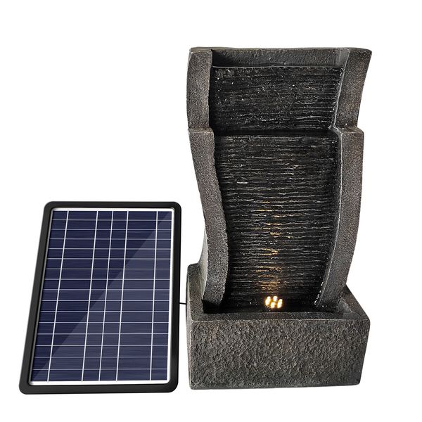 Solar Powered Water Feature Indoor Waterfall Fountain Pump Panel Led Light Kit Outdoor Landscape Garden Decoration Bird Bath Fish Pond Pool Cascading