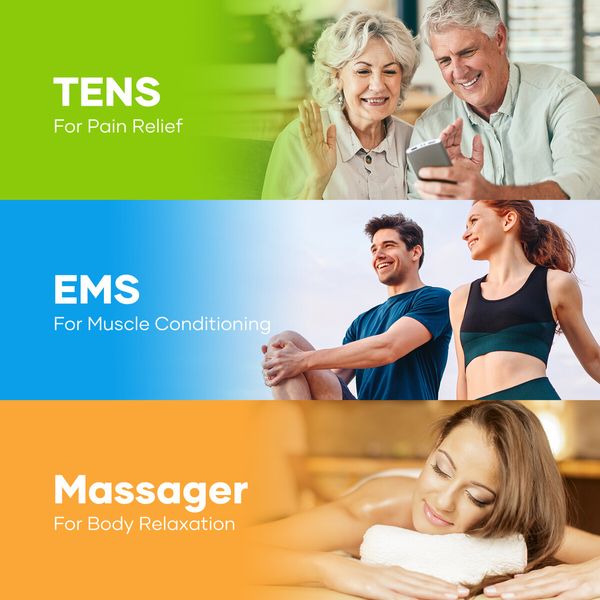 TENS EMS Machine Electric Muscle Stimulator Massager Portable Neck Nerve Back Knee Massage Device Rechargeable Professional Unit 36 Modes