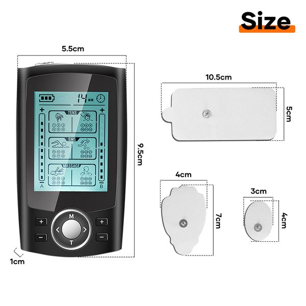 TENS EMS Machine Electric Muscle Stimulator Massager Portable Neck Nerve Back Knee Massage Device Rechargeable Professional Unit 36 Modes