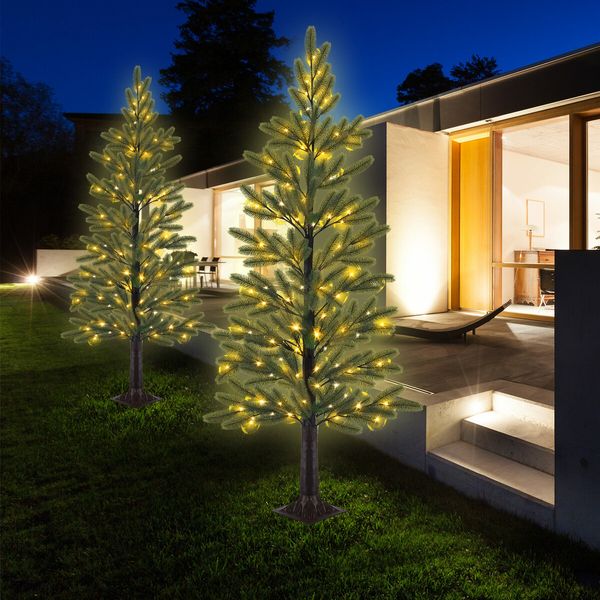 180cm Christmas Tree LED Artificial Plant Fairy 125 Lights Xmas Decoration Outdoor Indoor Ornaments Imitation Fake Faux Green House Plants