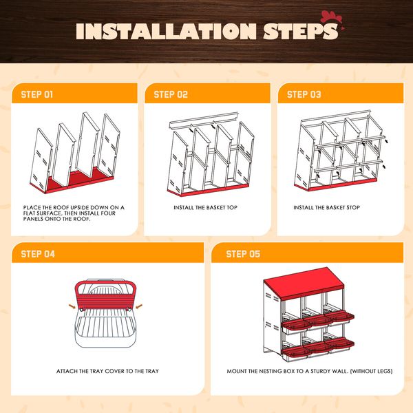 2 Layer 6 Hole Chicken Nesting Box Roll Away Hen Chook Laying Boxes House Poultry Nest Egg Brooder Coop Roost Perch Galvanised Metal Plastic Vents Lid