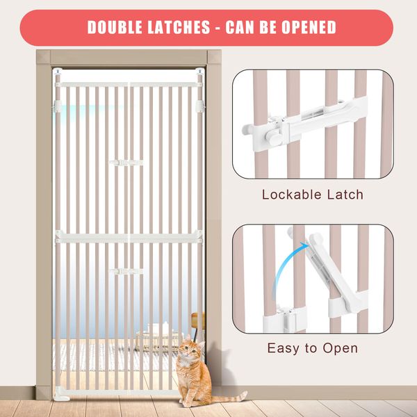 Retractable Safety Gate Pet Dog Cat Security Stair Barrier Extra Tall Fence Enclosure Guard Kitchen Doorway Fencing 190 to 250cm