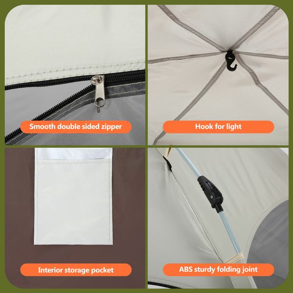 5 Man Camping Tent Instant Auto Pop Up Beach Shelter Sun Shade Picnic Hiking Dome Family Party Outdoor Water UV Proof 270x270x155cm Creamy White