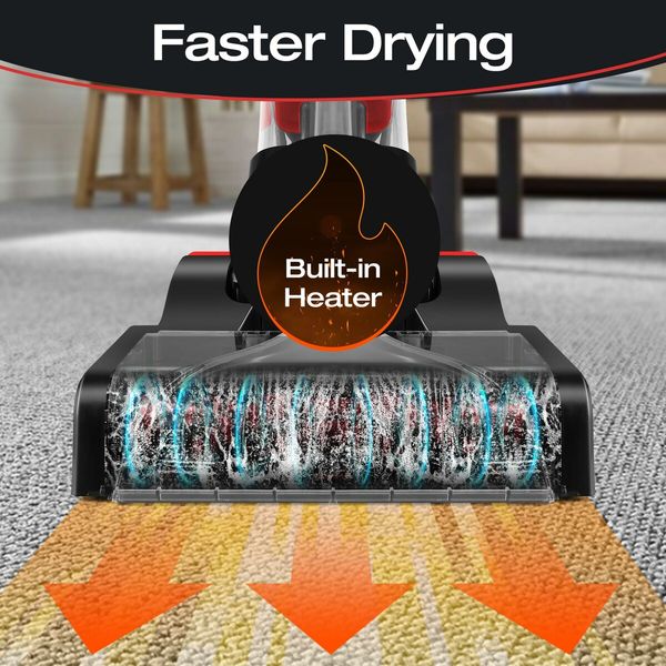 Carpet Cleaner Upholstery Wet Dry Hard Floor Sofa Spot Rug Stain Remover Vacuum 4in1 Deep Cleaning Machine Faster Drying Portable with Heater