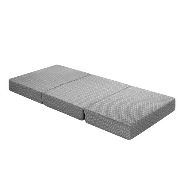 Folding Mattress Queen Size Memory Foam Floor Cushion Portable Trifold Sofa Bed Couch Sleeping Camping Travel Mat Extra Thick 15cm Removable Cover