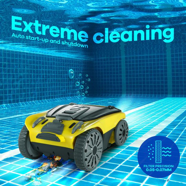 Robotic Pool Cleaner Cordless Auto Electric Suction Vacuum Cleaning Battery Magnetic Drive Sweep 270Min 150 Square Metres Aboveground Inground Swimming