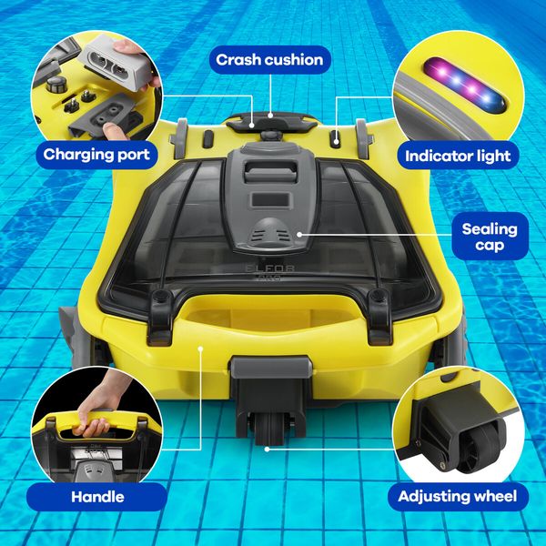 Robotic Pool Cleaner Cordless Auto Electric Suction Vacuum Cleaning Battery Magnetic Drive Sweep 270Min 150 Square Metres Aboveground Inground Swimming