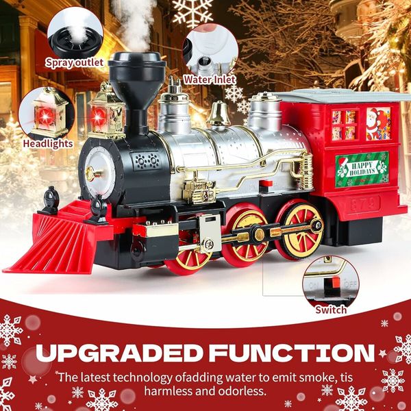 Christmas Train Toys Set with Lights and Sounds, Electric Train Set with Track Battery Operated Christmas Tree Decoration Train Set