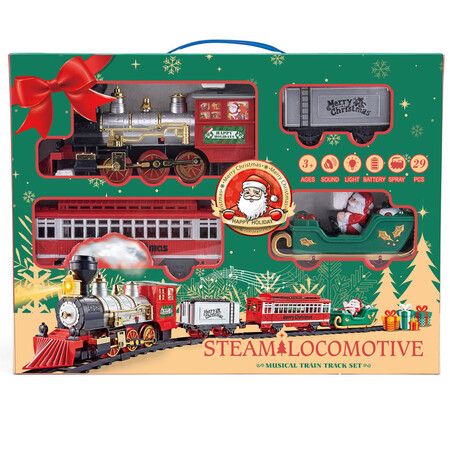 Christmas Train Toys Set with Lights and Sounds, Electric Train Set with Track Battery Operated Christmas Tree Decoration Train Set