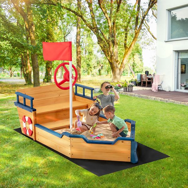 Childrens Boat Sand Pit Box Outdoor Playset Sandpit Sandbox Garden Backyard Play Game Toy Outside Activity Centre Playground