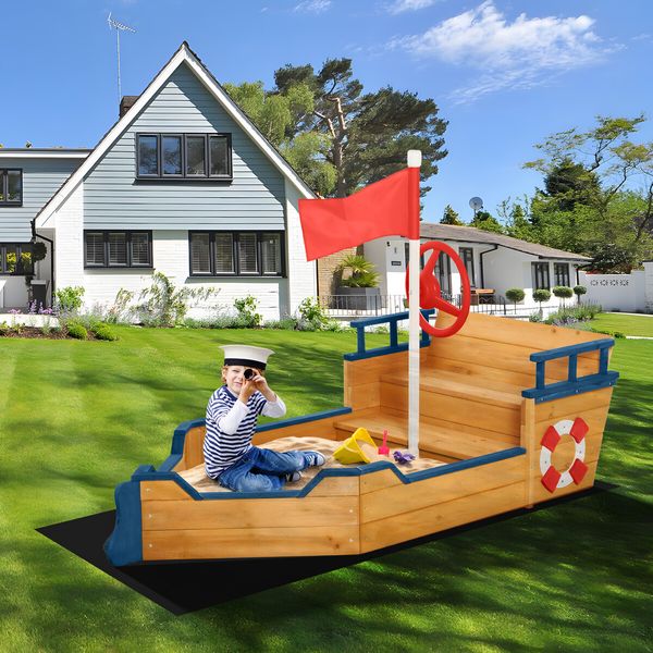 Childrens Boat Sand Pit Box Outdoor Playset Sandpit Sandbox Garden Backyard Play Game Toy Outside Activity Centre Playground